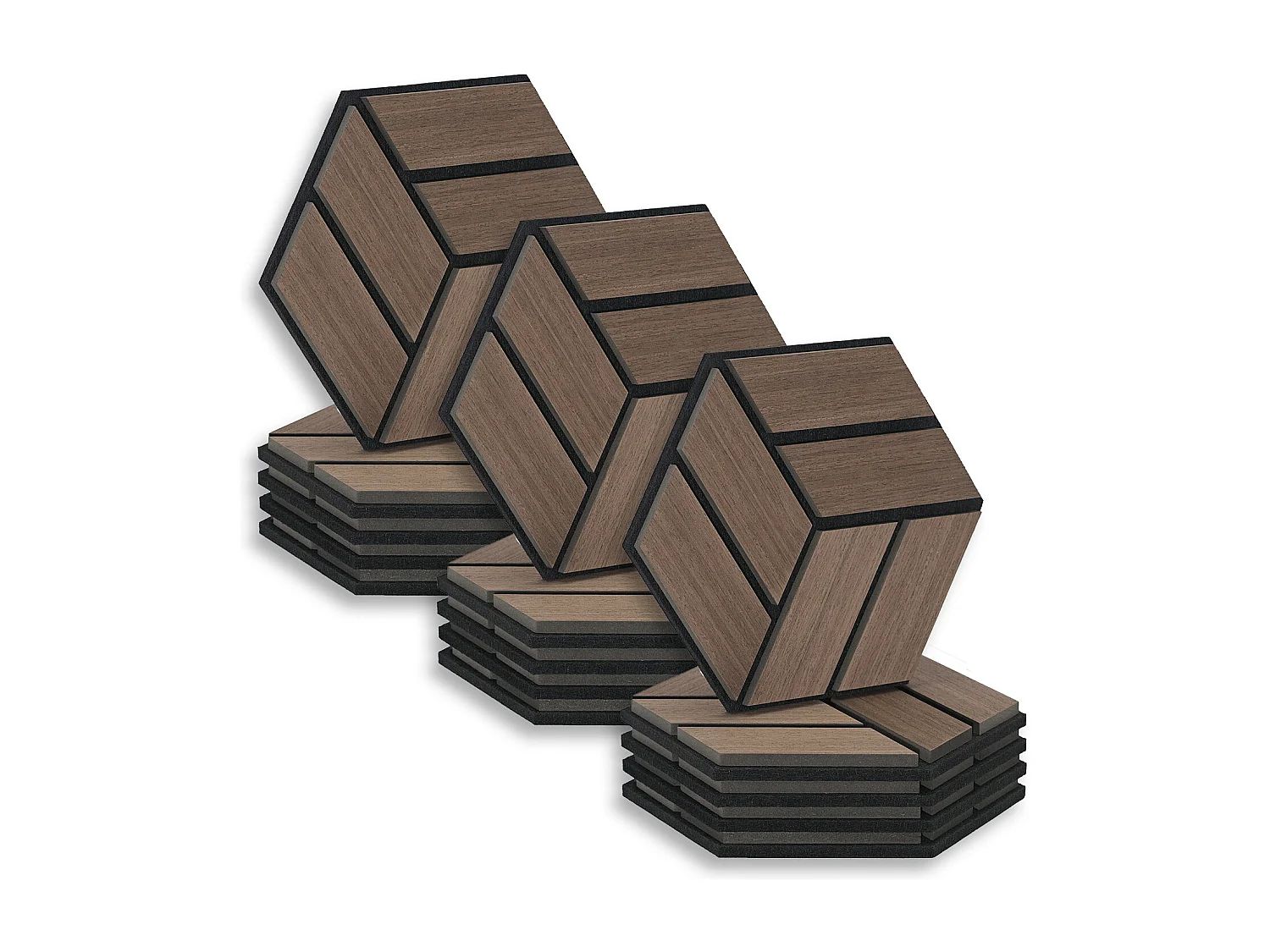 Akustikpaneele 30x26 cm Braun Sechseck Wabenstruktur