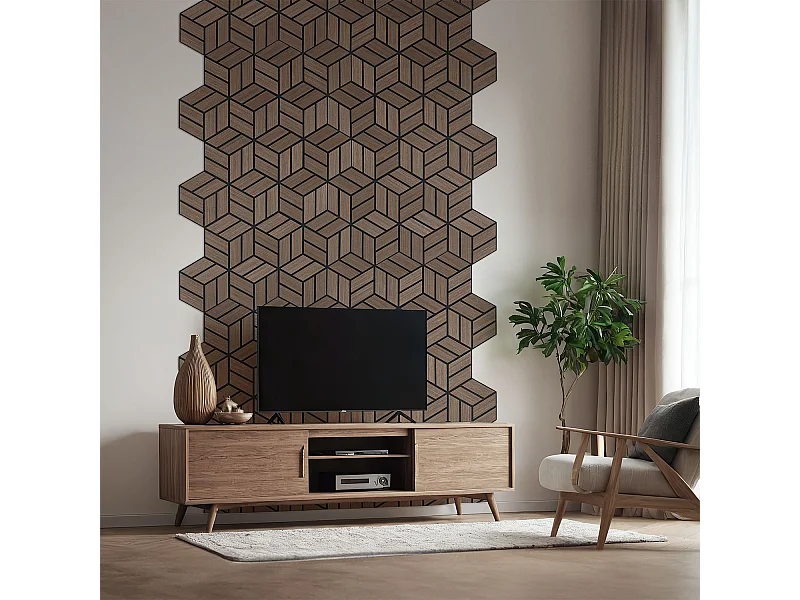 Panele akustyczne 30x26 cm Brązowy sześciokąt plaster miodu