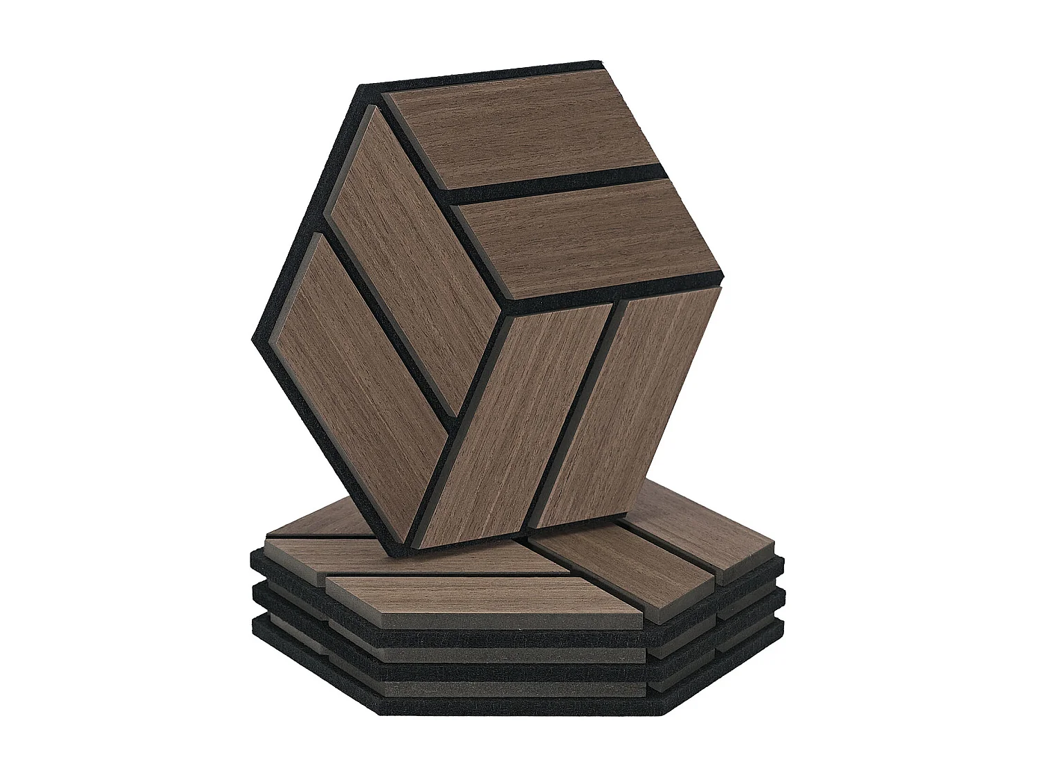 Akustikpaneele 30x26 cm Braun Sechseck Wabenstruktur