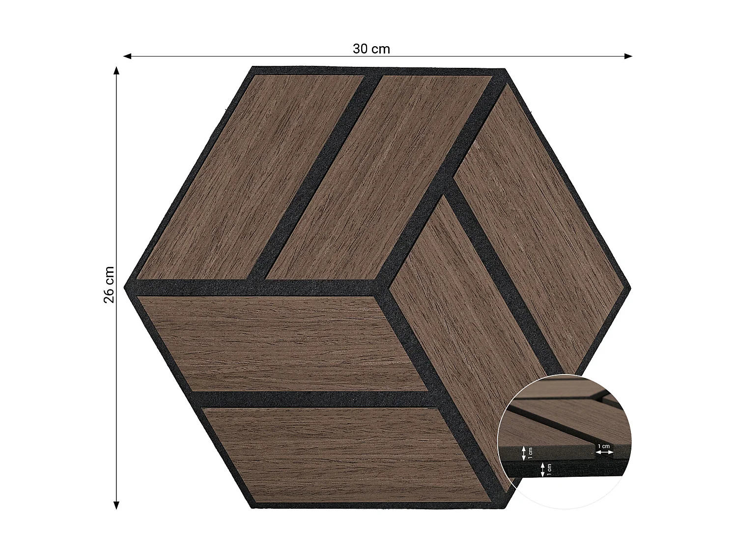 Akustikpaneele 30x26 cm Braun Sechseck Wabenstruktur