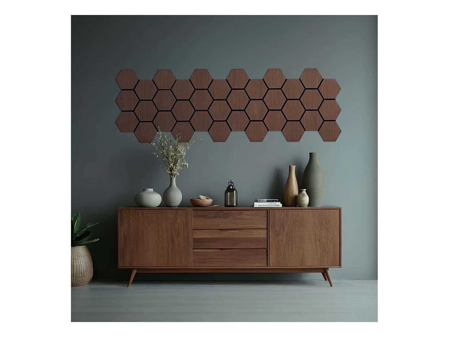 Panneaux Muraux 62x76 cm Marron Hexagone