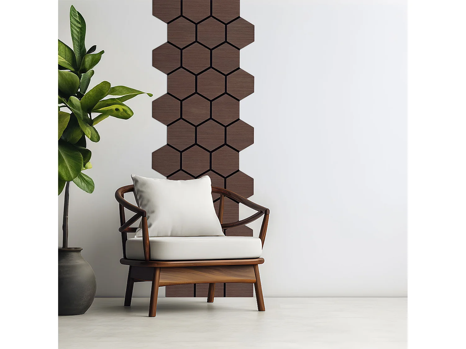 Panneaux Muraux 62x76 cm Marron Hexagone