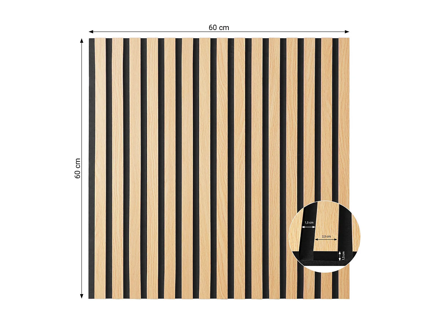 Wandpaneel 60x60x2,5 cm natürliche Akustik-Schallabsorberpaneele