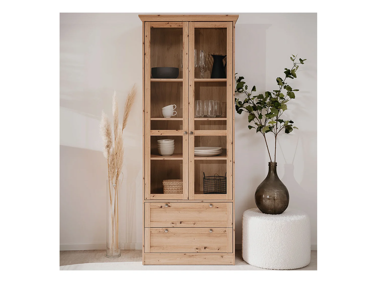 Highboard 80x200x45 cm natuurlijk eikenhout