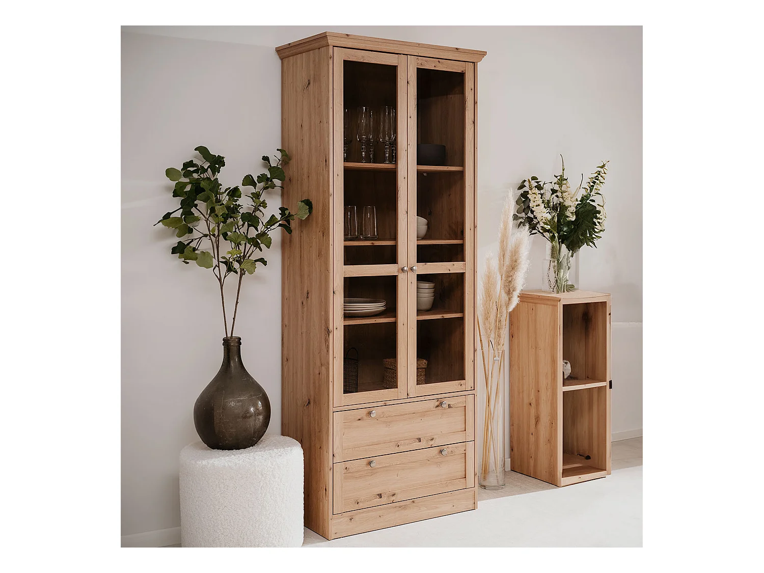 Highboard 80x200x45 cm natuurlijk eikenhout