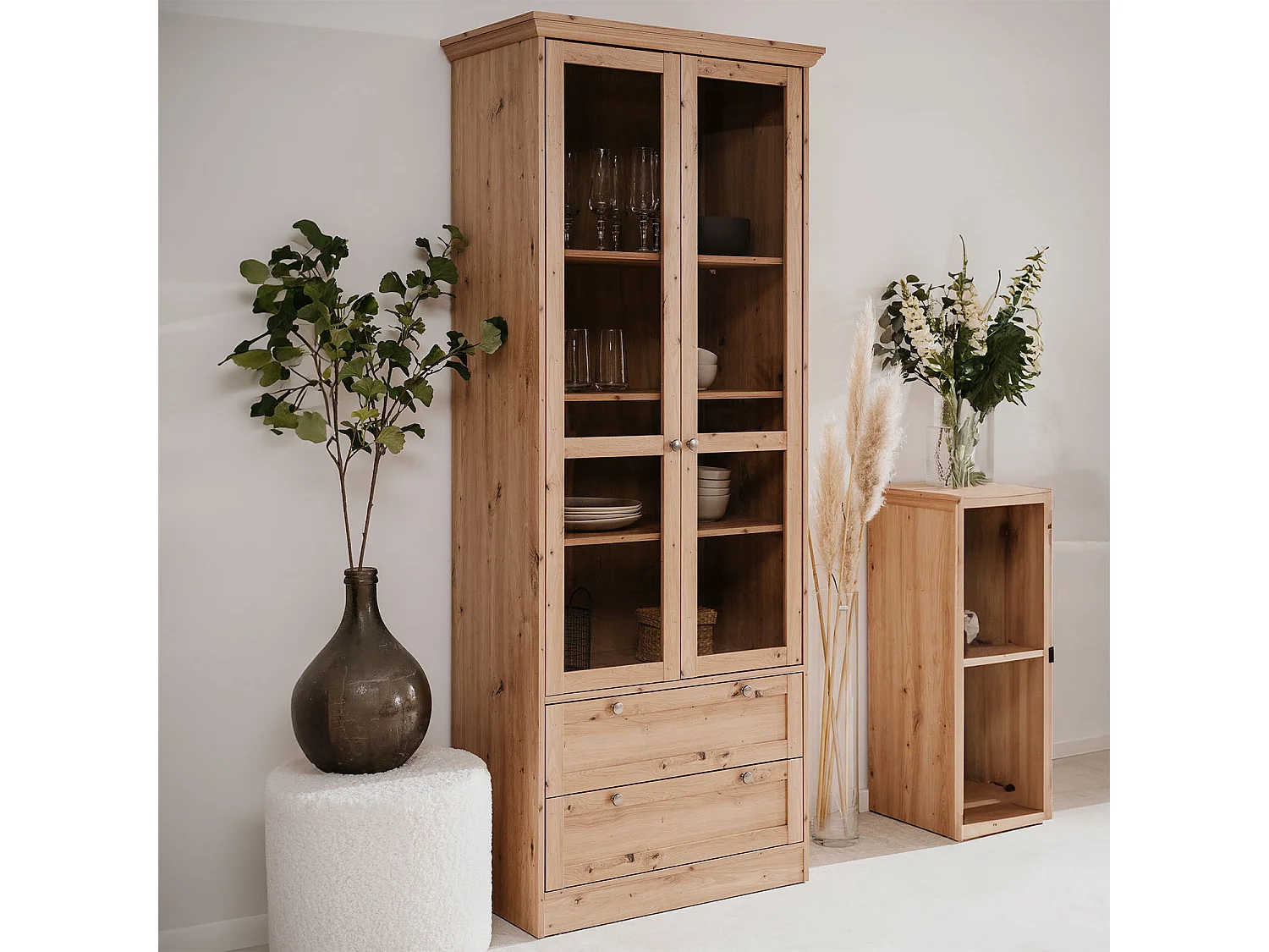 Aparador alto 80x200x45 cm roble natural