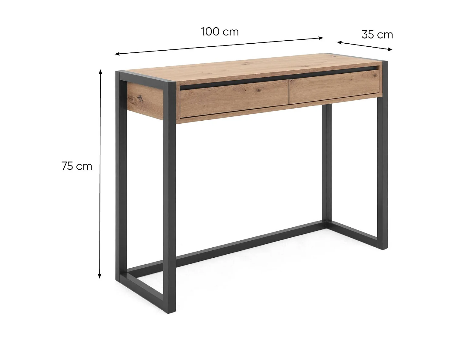 Konsolentisch 100x75x35 cm natur anthrazit