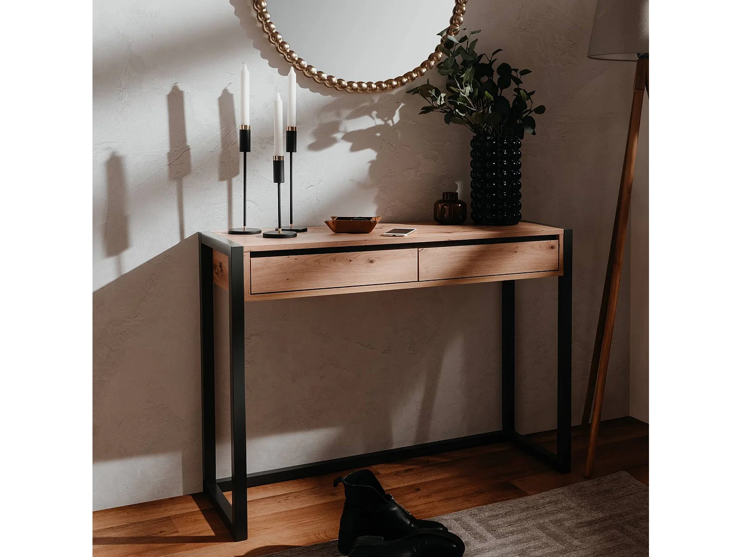 Consoletafel 100x75x35 cm natuurlijk antraciet