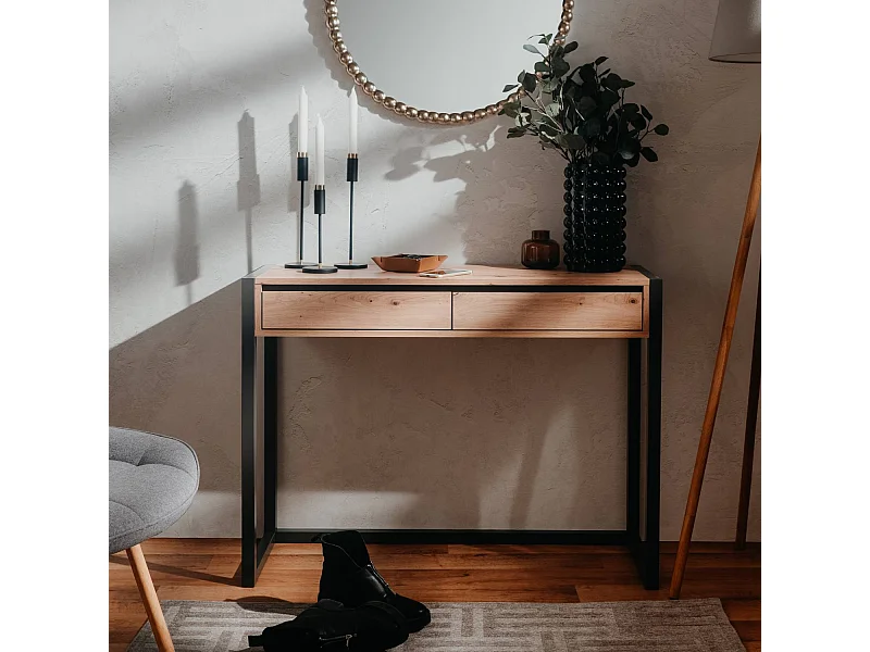 Table console 100x75x35 cm naturel anthracite