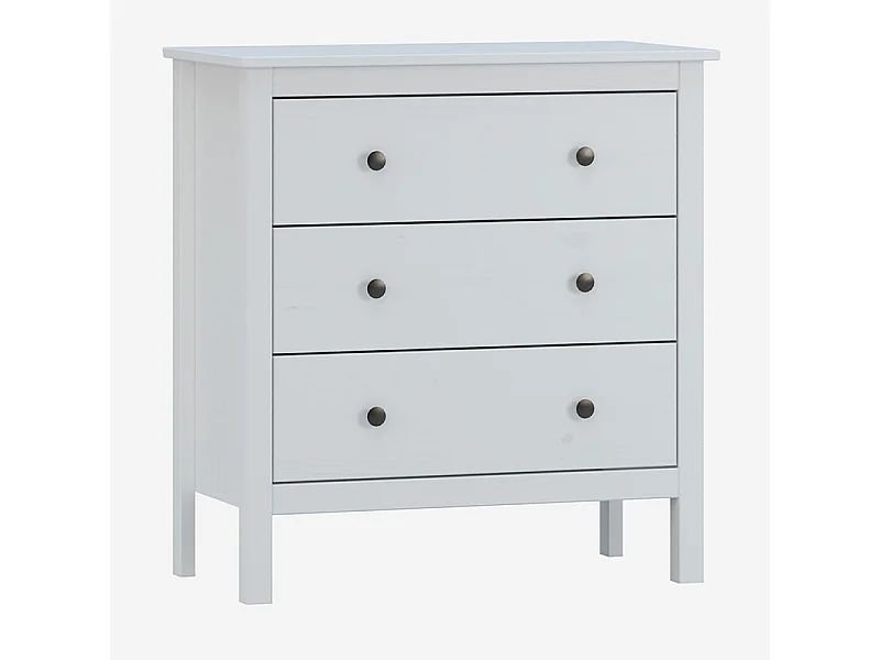 Cómoda de 3 Cajones - Madera Maciza - Dimensiones: 81x77x40cm - en Color Blanco - Buyqualia
