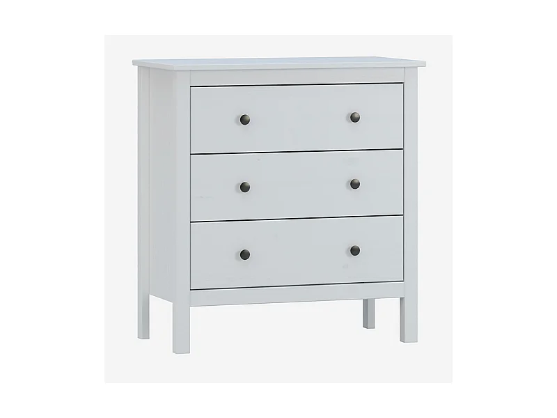 Cómoda de 3 Cajones - Madera Maciza - Dimensiones: 81x77x40cm - en Color Blanco - Buyqualia