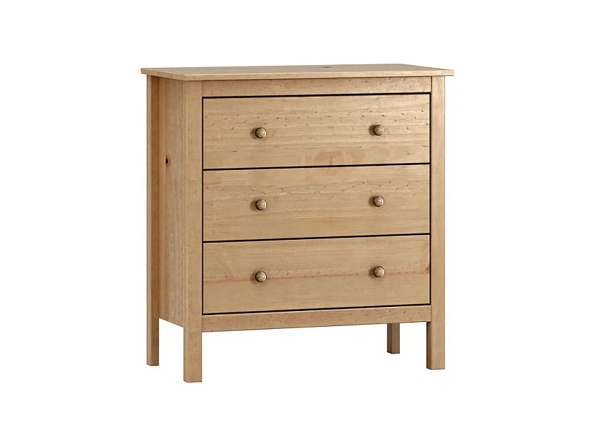 Comoda 3 Cajones Magda - Madera Maciza - Miel Roble - 81x76x40cm - Buyqualia