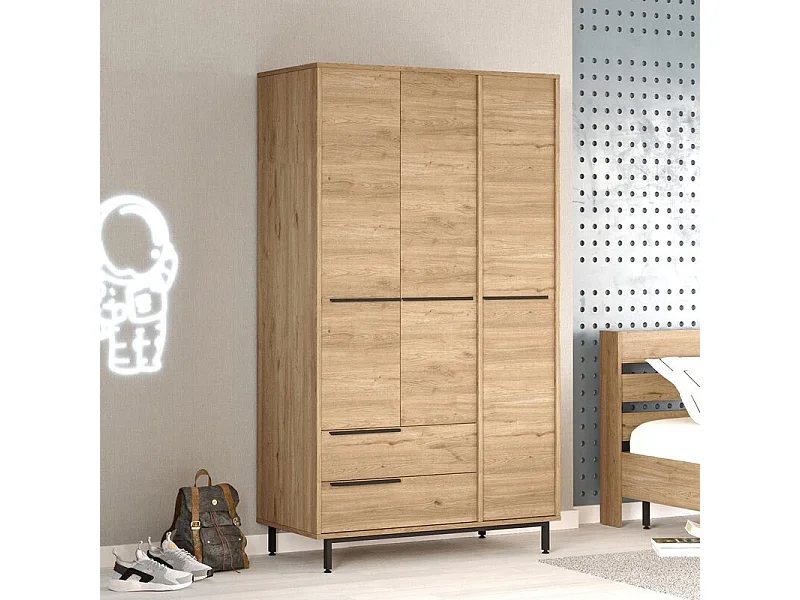 Armario Habitación en Color Safir con Detalles en Negro - 184x113x55cm - Buyqualia