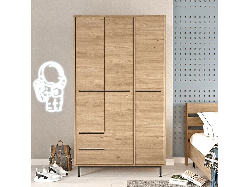 Armario Habitación en Color Safir con Detalles en Negro - 184x113x55cm - Buyqualia