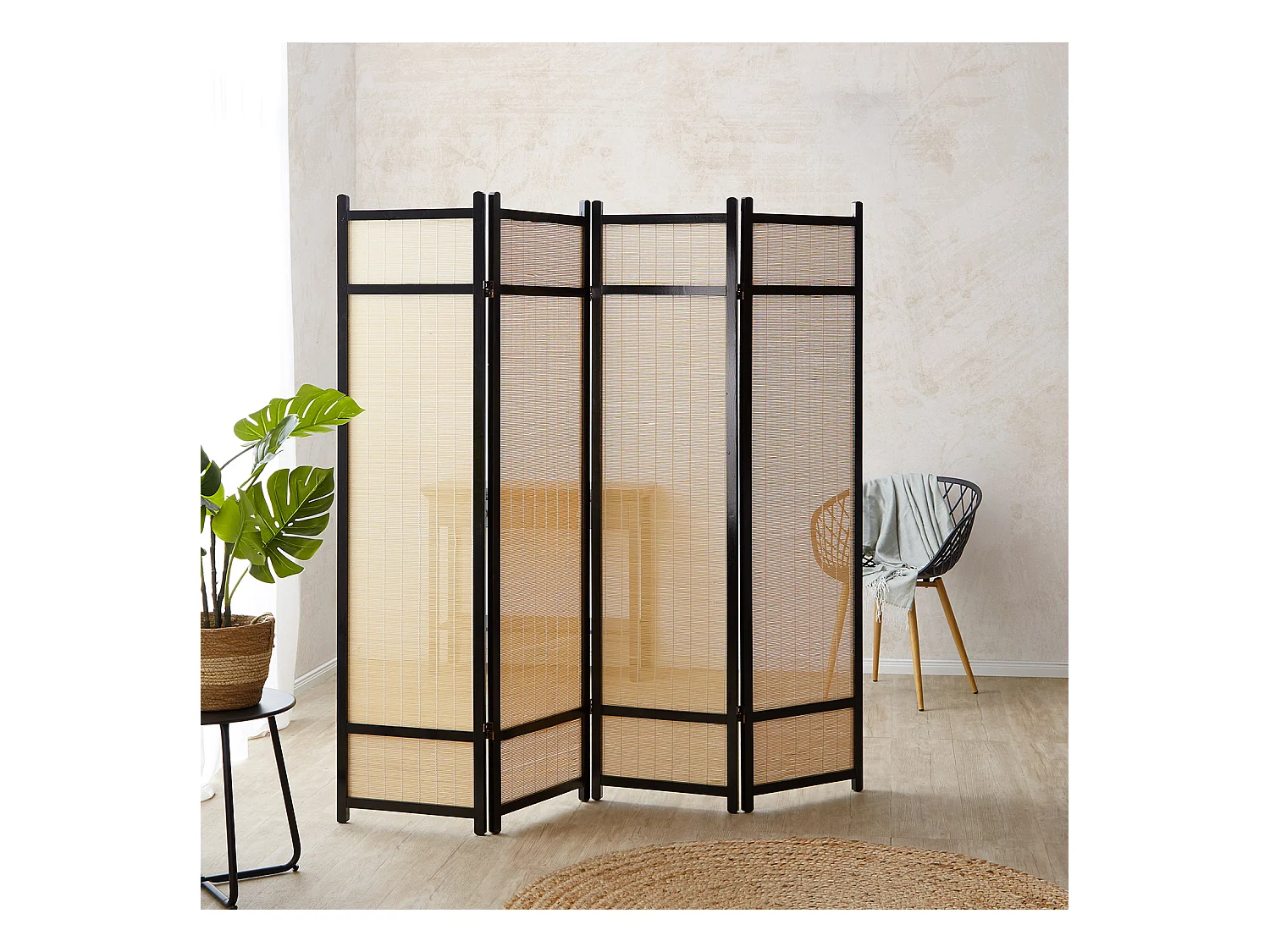 Séparateur de pièce 176x2,2x175 cm Bambou noir