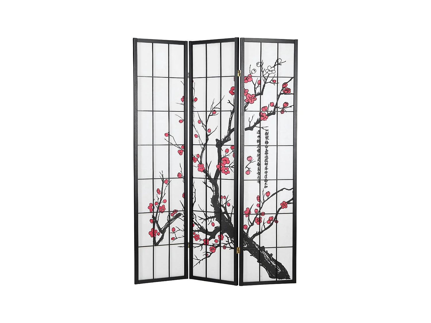 Paravent 179x132x2 cm noir Shoji