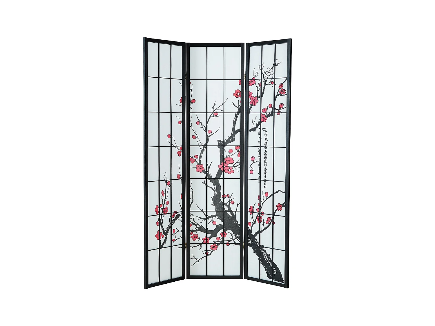 Paravent 179x132x2 cm noir Shoji