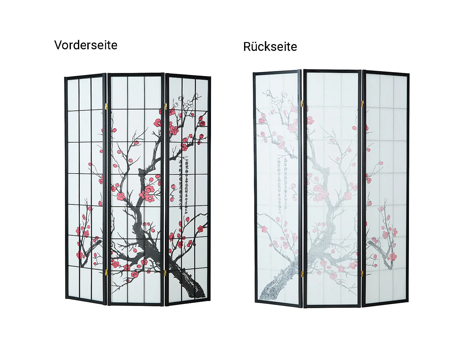 Paravent 179x132x2 cm noir Shoji