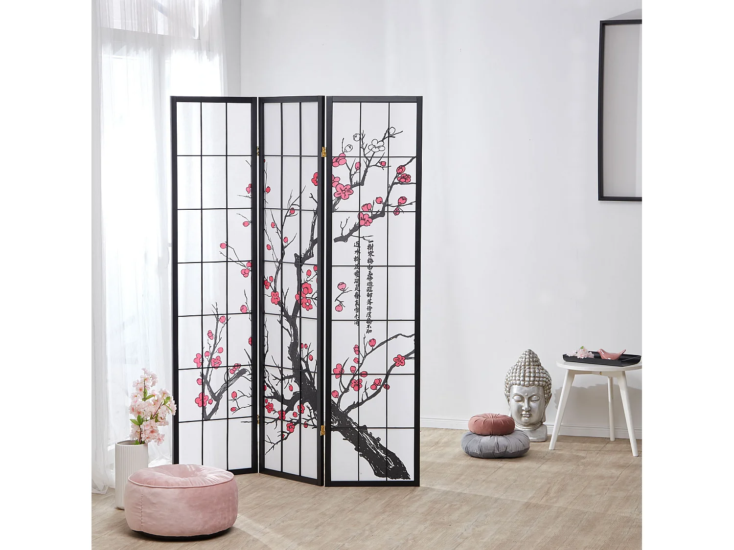 Kamerscherm 179x132x2 cm zwart Shoji