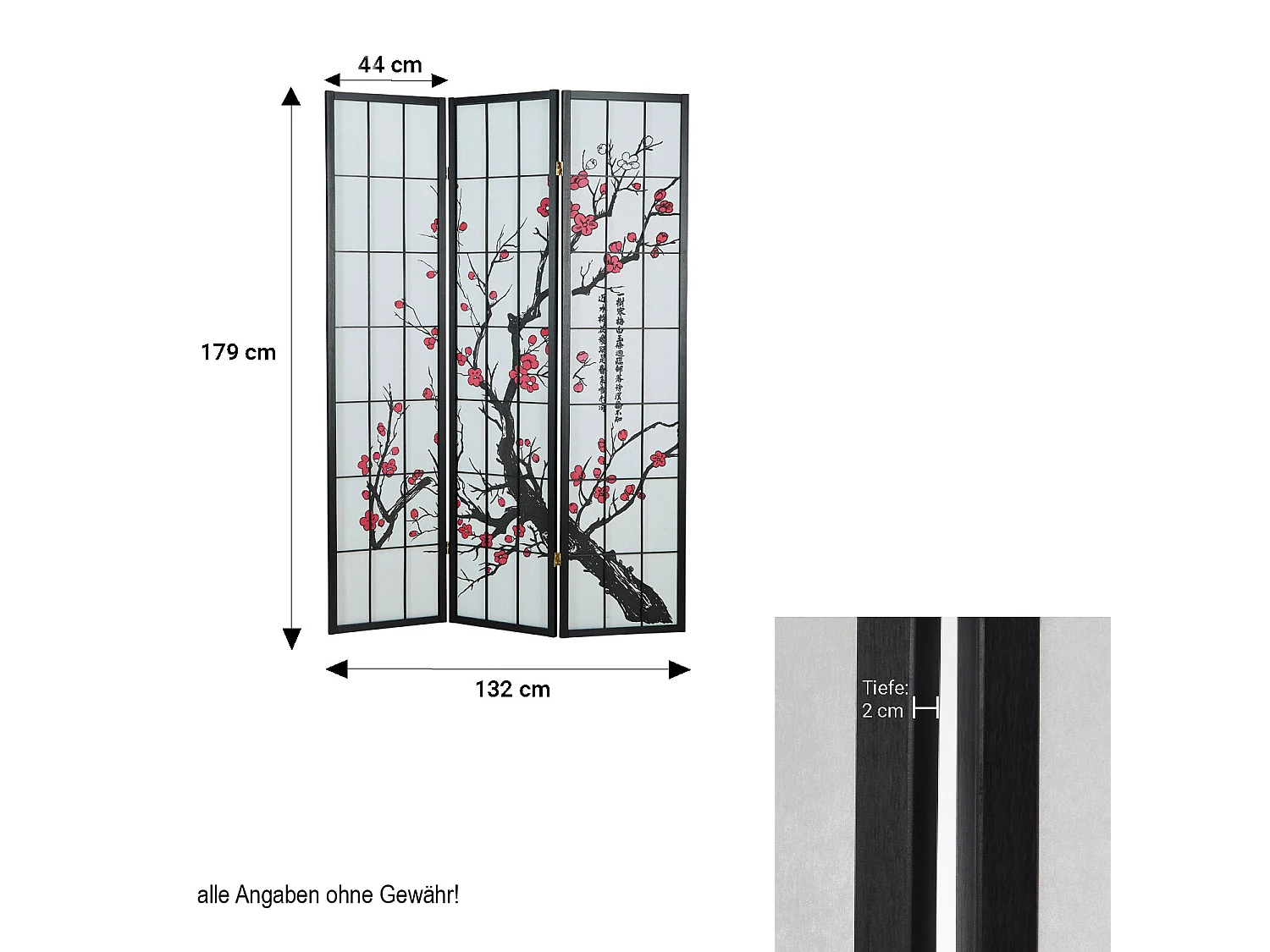 Kamerscherm 179x132x2 cm zwart Shoji