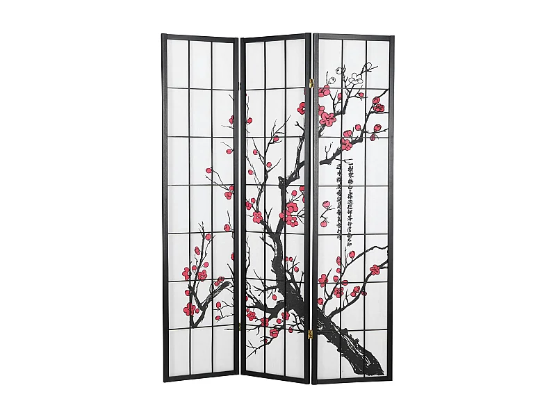 Raumteiler 179x132x2 cm schwarz Shoji