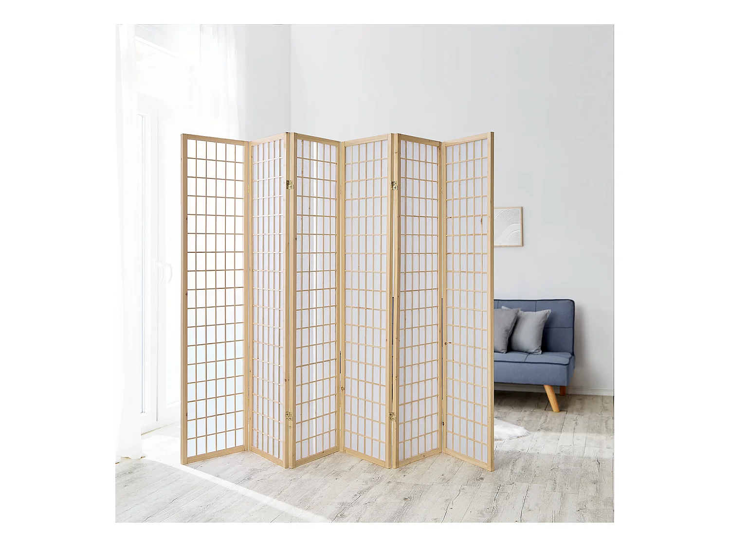 Divisorio per ambiente 175x264x2,2 cm marrone chiaro Shoji