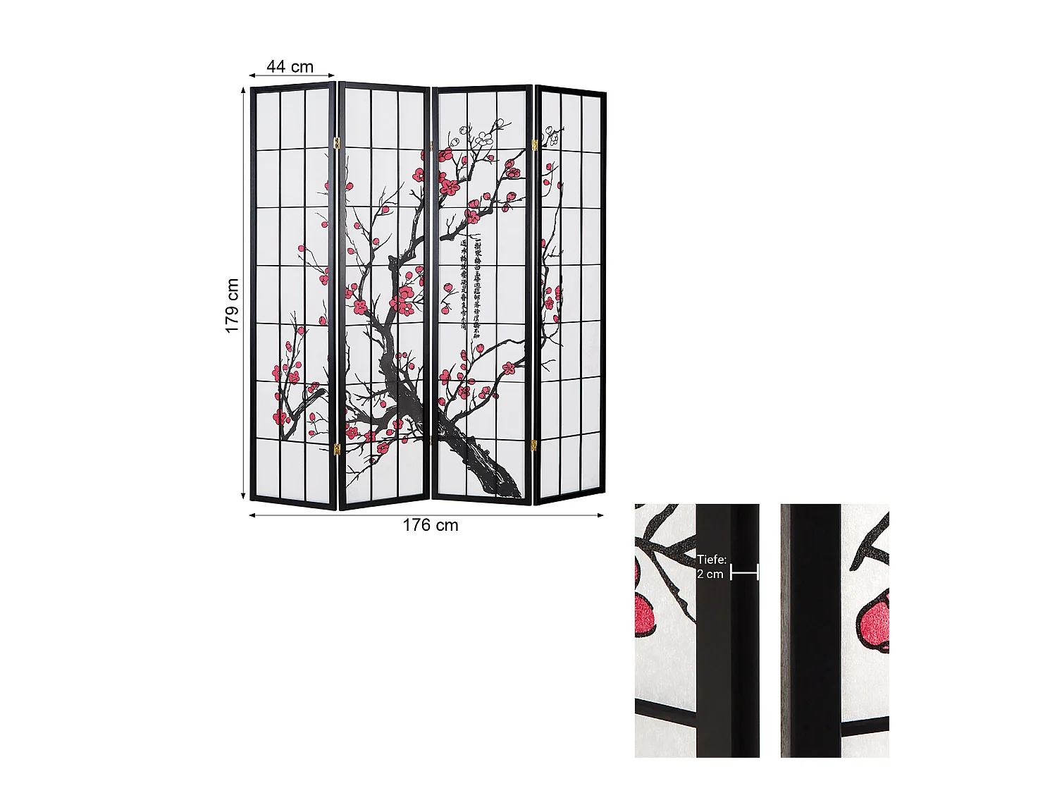 Séparateur de pièce 176x2x179 cm noir Shoji