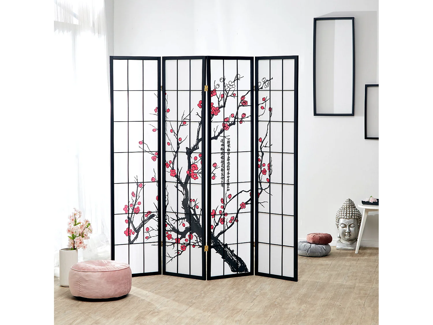 Raumteiler 176x2x179 cm schwarz Shoji