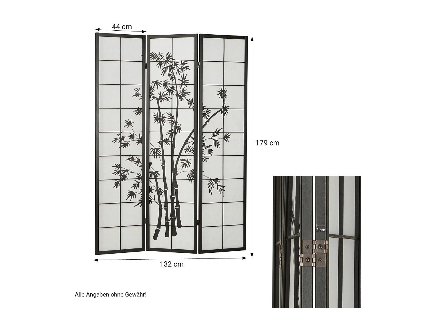 Séparateur de pièce 132x2x179 cm noir Shoji