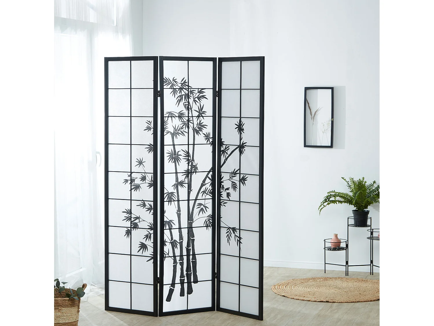 Parawan 132x2x179 cm czarny Shoji