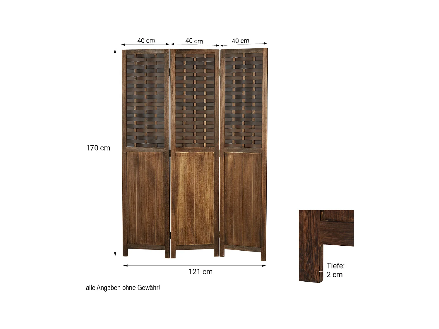 Paravent 120x170x2 cm marron, séparateur de pièce