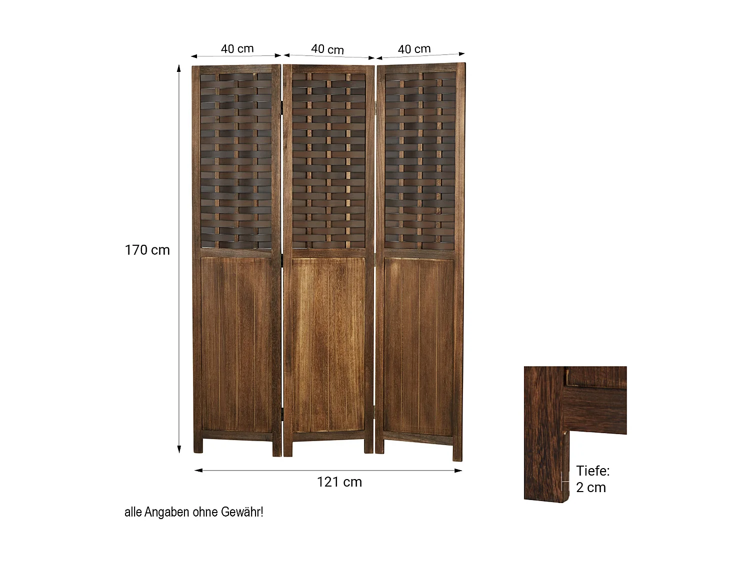 Kamerscherm 120x170x2 cm bruin Paravent