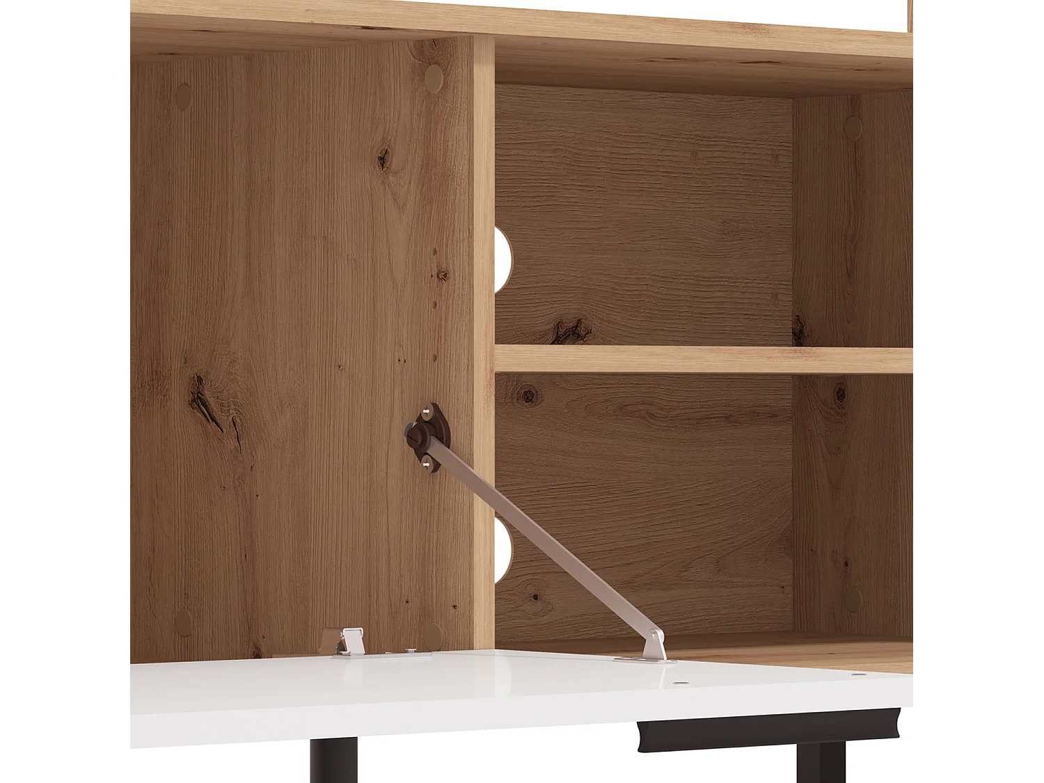 Meuble de séjour 61x192,5x28 cm naturel blanc Meuble de séjour moderne 4 parties armoire murale bois chêne blanc meuble TV avec rangement centre de divertissement