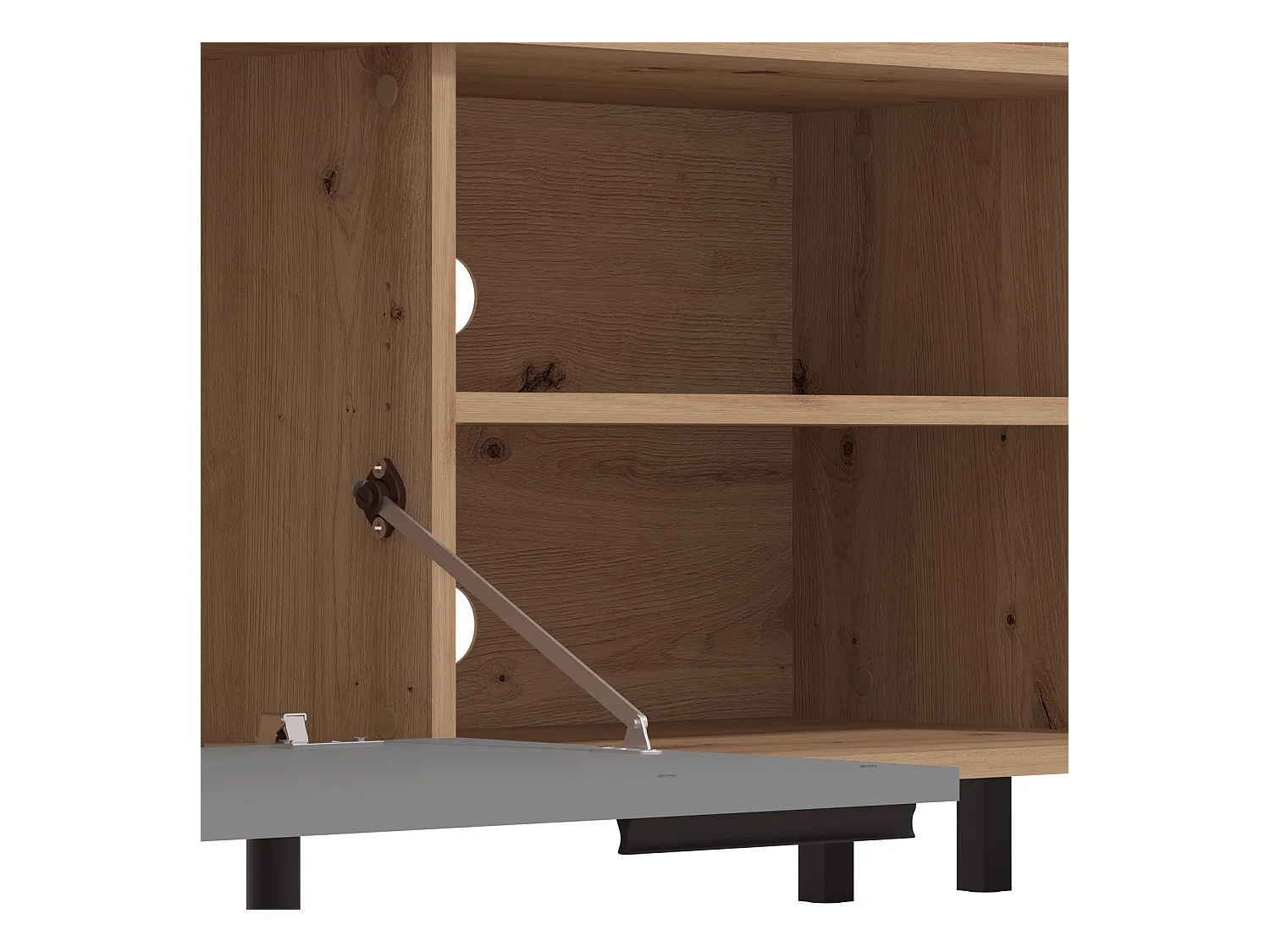 Ensemble salon 61x192,5x28 cm naturel gris moderne unité salon 4 parties armoire murale bois chêne gris meuble TV avec rangement centre de divertissement