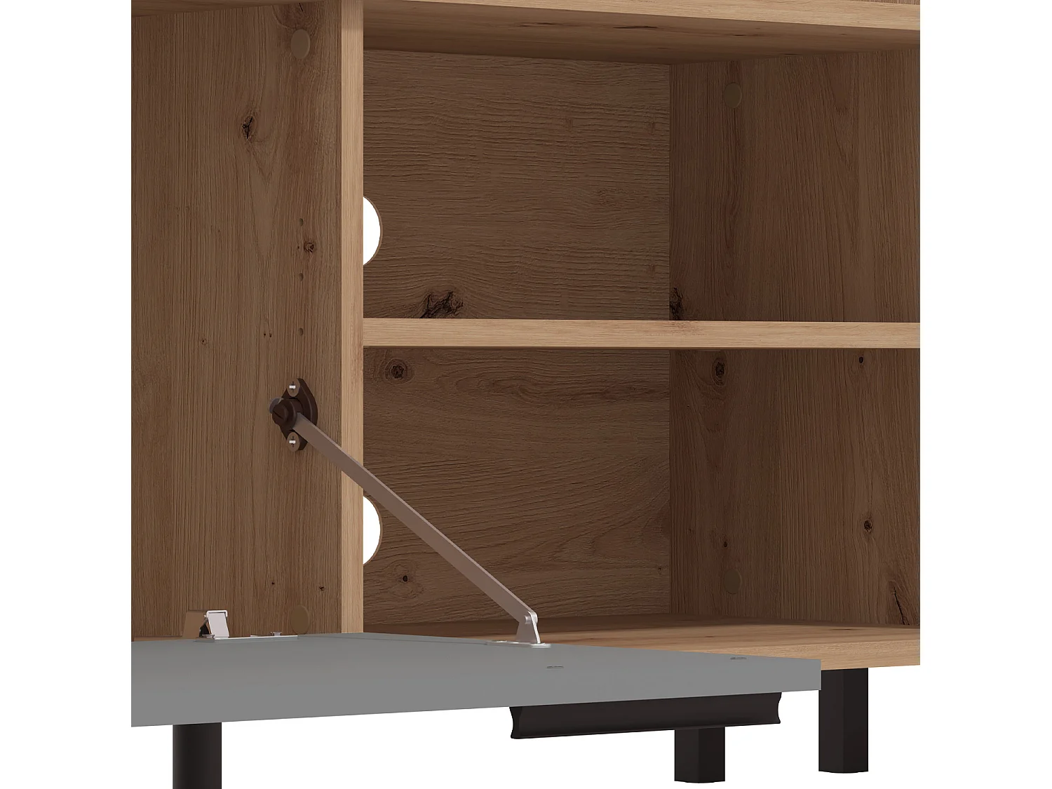 Wohnzimmer-Set 61x192,5x28 cm naturgrau modern Wohnzimmermöbel 4-teilig Schrankset Wandregal Holz Eiche grau TV-Set mit Stauraum Entertainment-Center