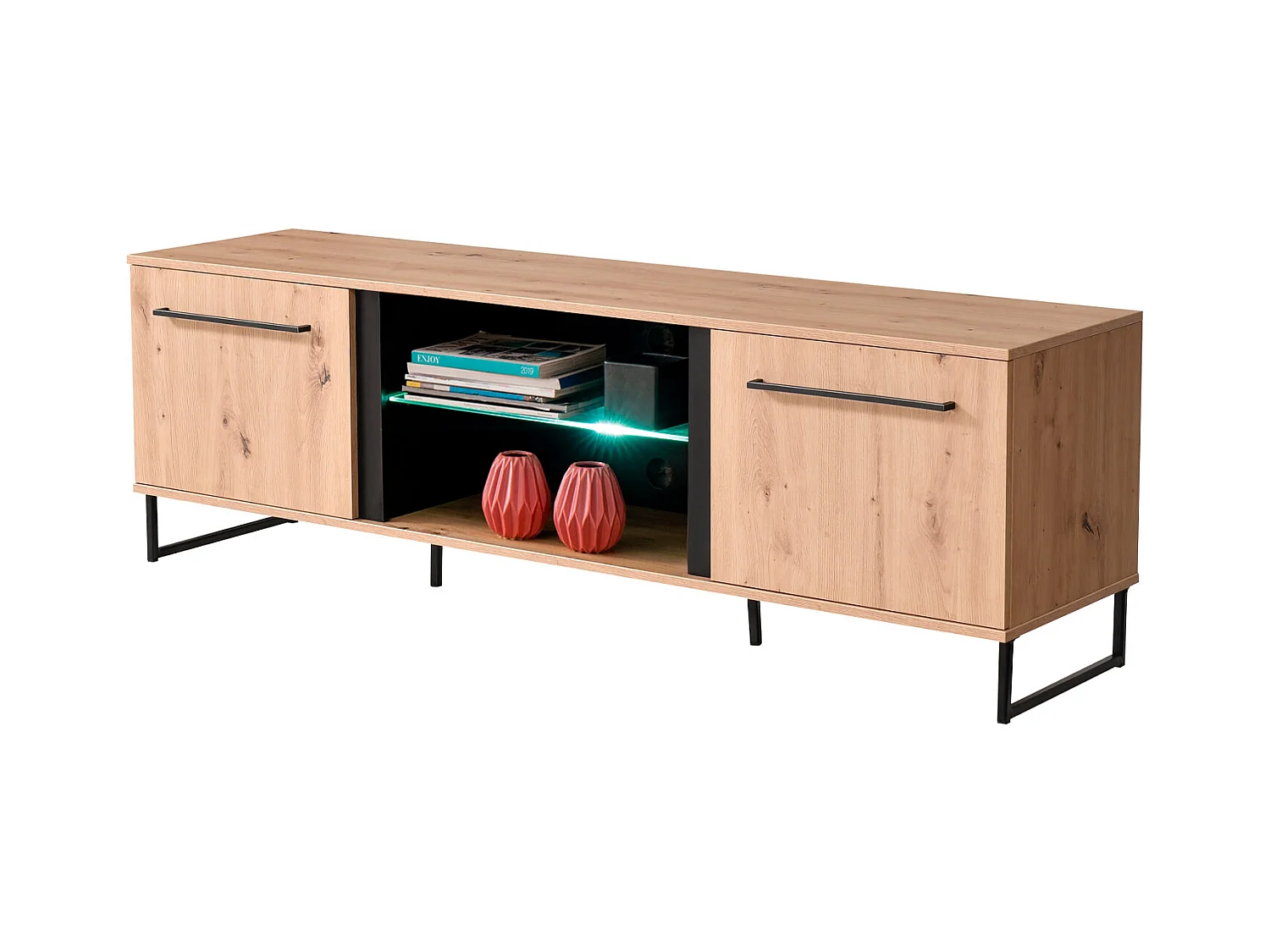 Ensemble de salon 84.5x193x35 cm, 170x54x42 cm, 137.5x24x21 cm, 84.5x153x35 cm Naturel et Noir Style Industriel