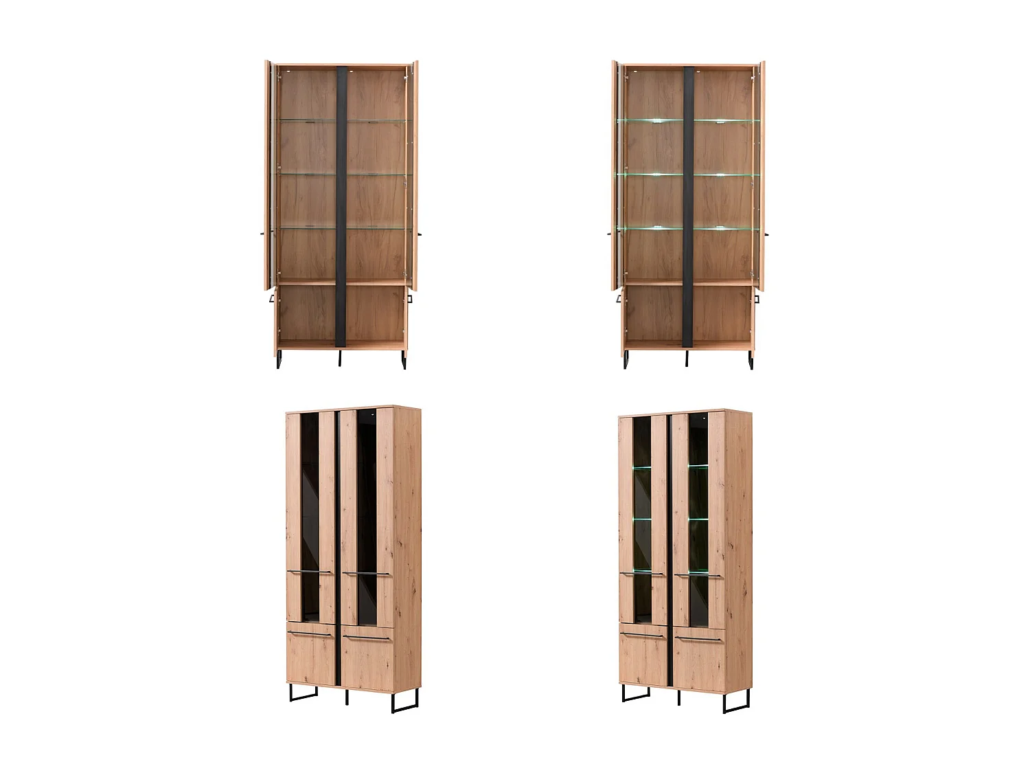 Zestaw mebli do salonu 84,5x193x35 cm, 170x54x42 cm, 137,5x24x21 cm, 84,5x153x35 cm, naturalny i czarny, styl industrialny