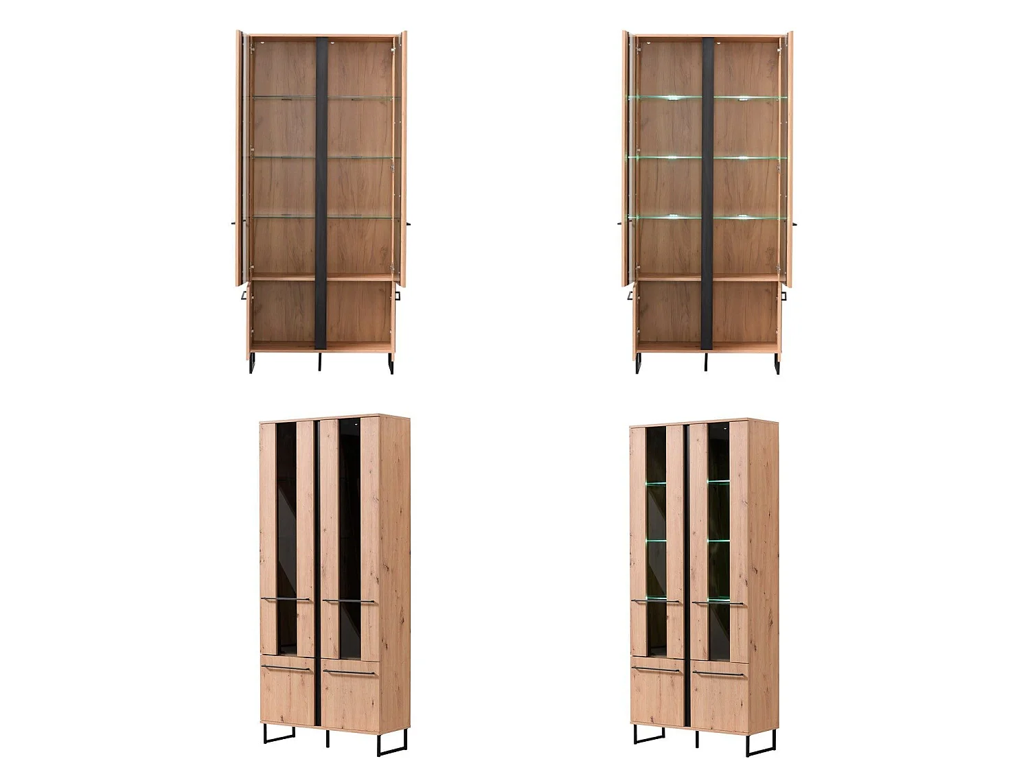 Ensemble de salon 84.5x193x35 cm, 170x54x42 cm, 137.5x24x21 cm, 84.5x153x35 cm Naturel et Noir Style Industriel