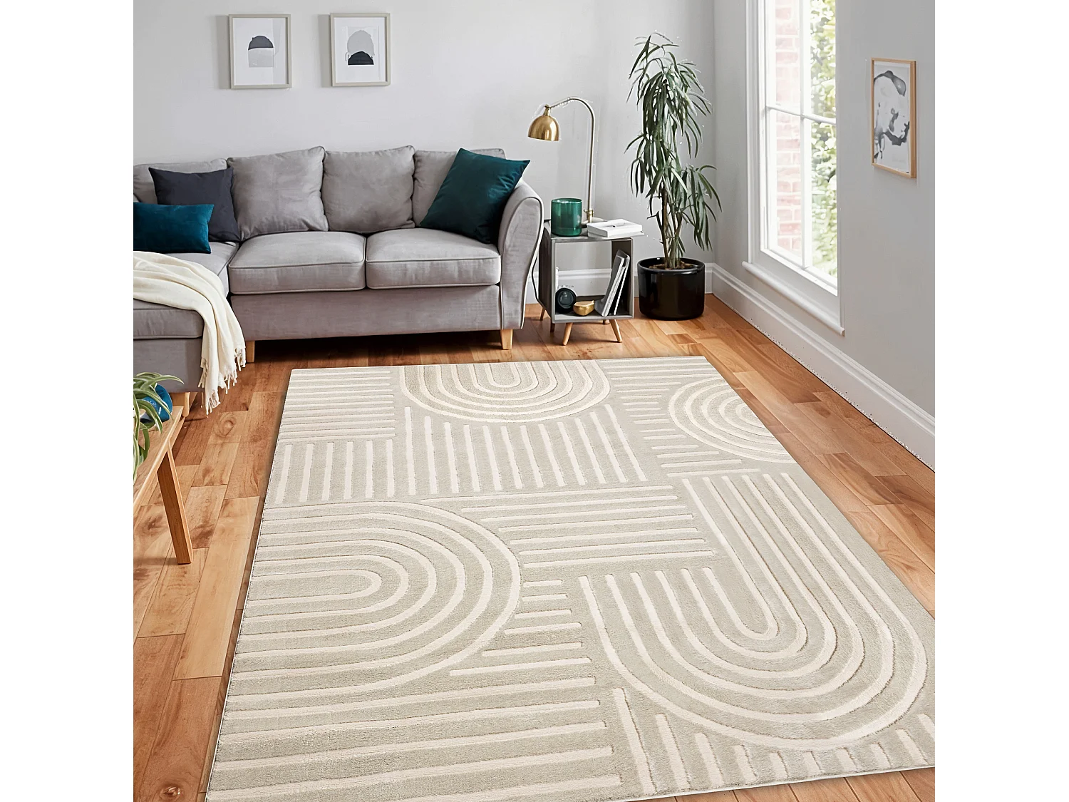 Dywan BALANCE 1918 taupe - Geometryczny, strukturalny, glamour  140x190 cm