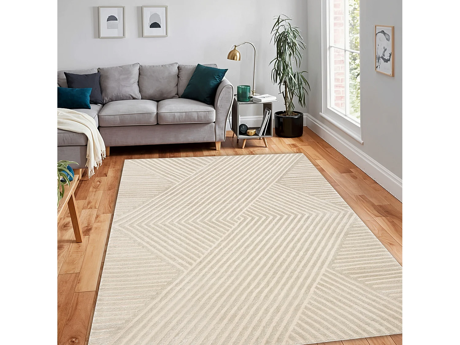Tapis BALANCE 1503 taupe - Géométrique, structurel, glamour 80x150 cm