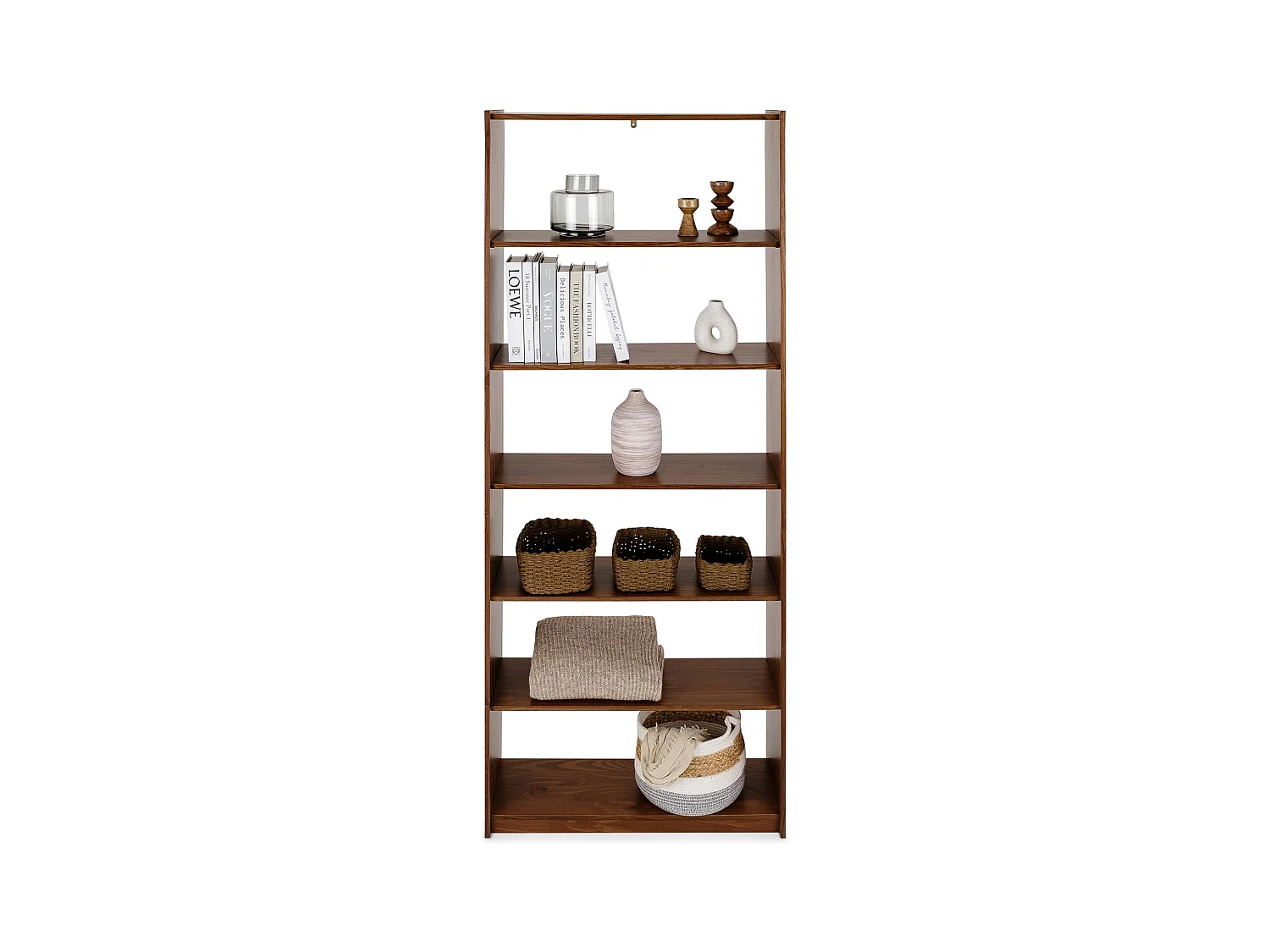Etagère REGALE H 200 cm rangement sur pied avec 7 niveaux, en bois massif coloris châtaignier
