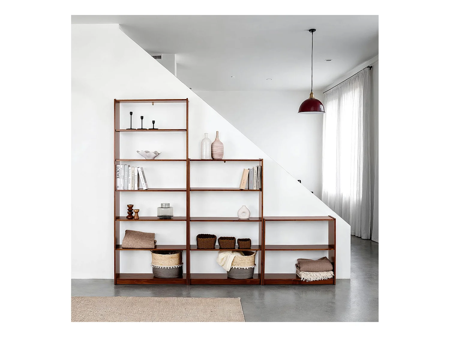 Etagère REGALE H 200 cm rangement sur pied avec 7 niveaux, en bois massif coloris châtaignier