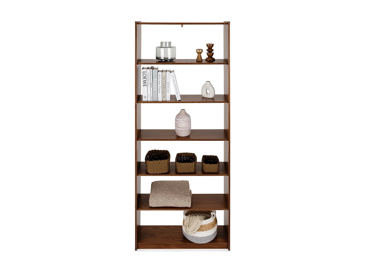 Etagère REGALE H 200 cm rangement sur pied avec 7 niveaux, en bois massif coloris châtaignier