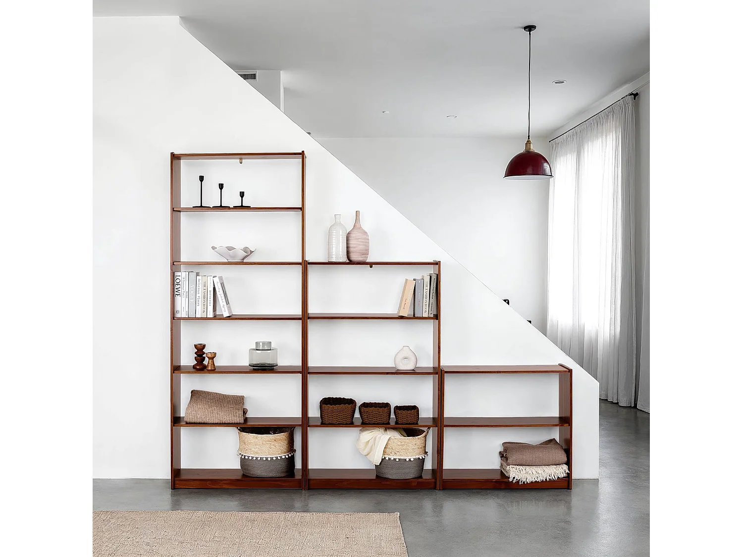 Etagère REGALE H 200 cm rangement sur pied avec 7 niveaux, en bois massif coloris châtaignier