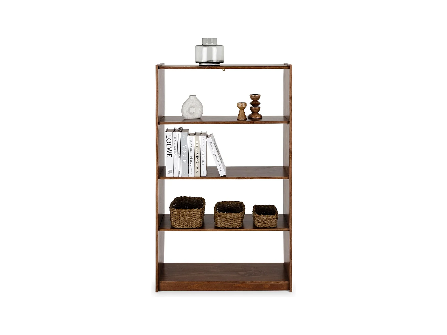 Etagère REGALE H 136 cm rangement sur pied avec 5 niveaux, en bois massif coloris châtaignier