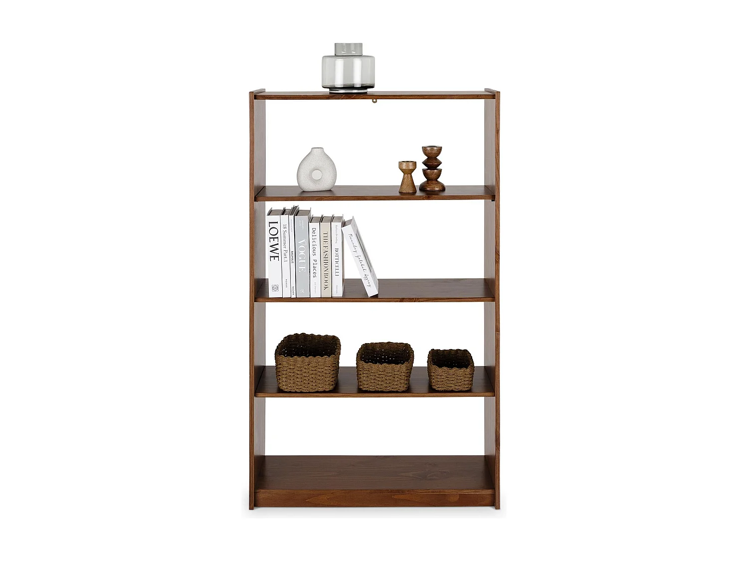 Etagère REGALE H 136 cm rangement sur pied avec 5 niveaux, en bois massif coloris châtaignier