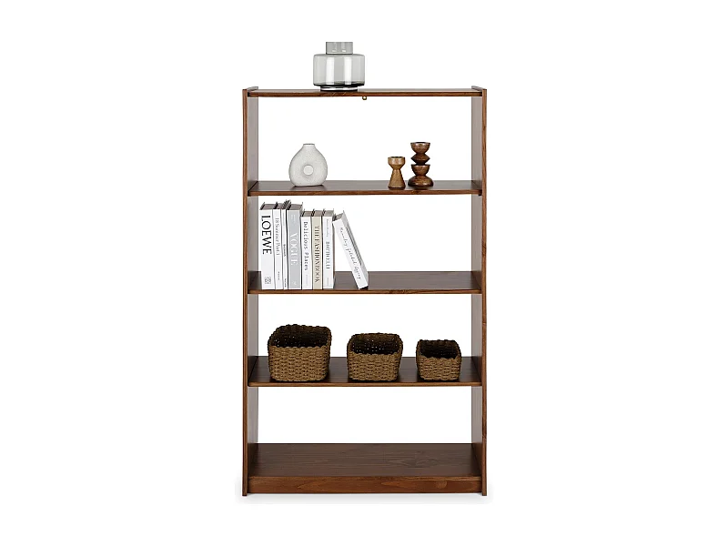Etagère REGALE H 136 cm rangement sur pied avec 5 niveaux, en bois massif coloris châtaignier