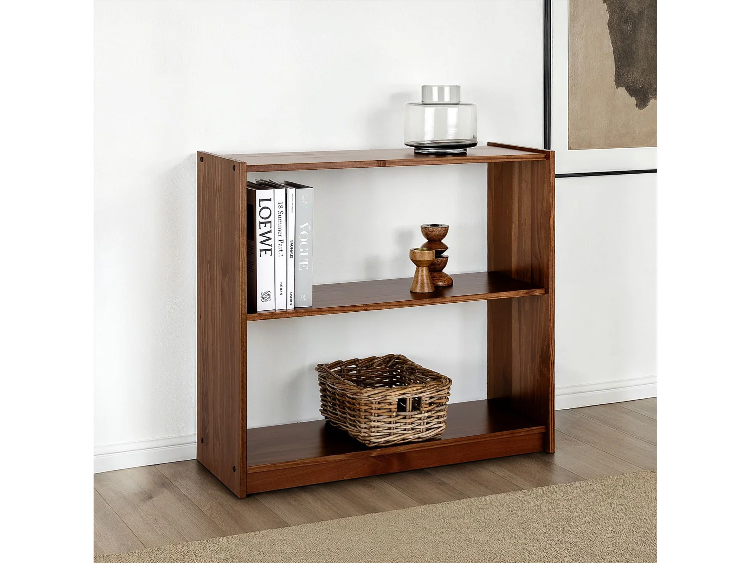 Etagère REGALE rangement sur pied ou étagère murale avec 3 niveaux, en bois massif coloris châtaignier