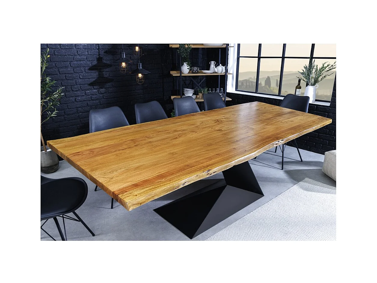 Table ARKAYA – Rectangulaire 200 cm – Bois massif et métal – Style industriel