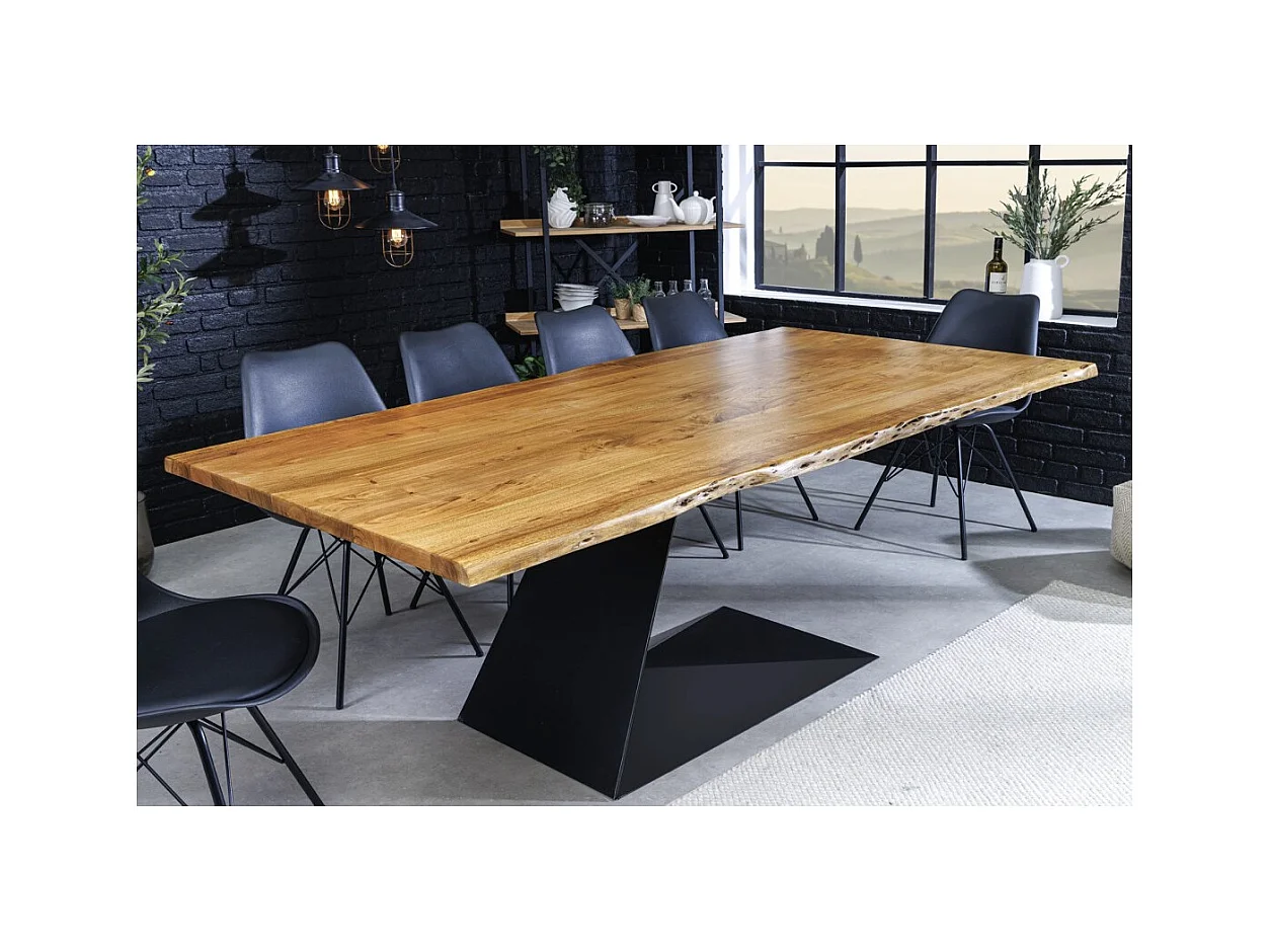 Table ARKAYA – Rectangulaire 200 cm – Bois massif et métal – Style industriel